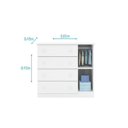 Imagem de Cômoda Sapateita Lívia Infantil 4 Gavetas e 1 Porta 100% MDF para Quarto de Bebê - Phoenix Baby