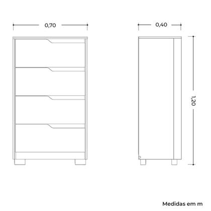 Imagem de Cômoda Sole 4 Gavetas - Móveis Albatroz