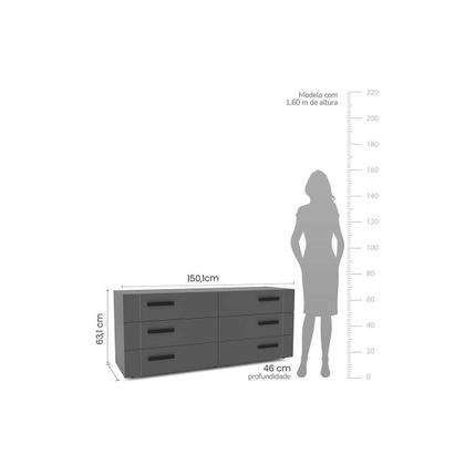 Imagem de Cômoda Solteiro Lisboa c/ 6 Gavetas Branco - Politorno