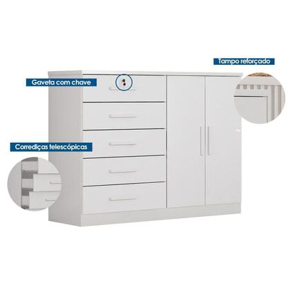 Imagem de Cômoda Solteiro Space c/ 2 Portas e 5 Gavetas Cumaru/Fendi - Novo Horizonte