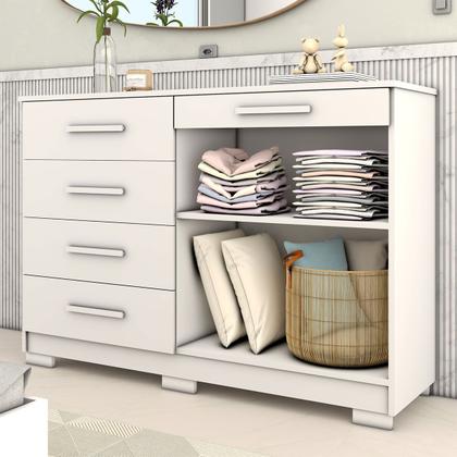 Imagem de Cômoda Tailândia 2 Portas 5 Gavetas Branco - Panorama Móveis