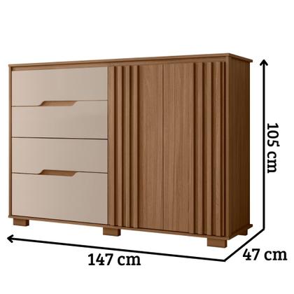 Imagem de Cômoda Texas 2 Portas e 4 Gavetas Carvalho Fendi Moval