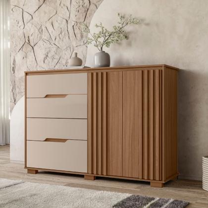 Imagem de Cômoda Texas 2 Portas e 4 Gavetas Carvalho Fendi Moval