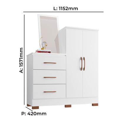 Imagem de Cômoda Torino 100 MDF 2 Portas 3 Gavetas