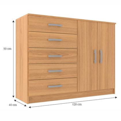Imagem de Cômoda Tulum 2 Portas 5 Gavetas Cinamomo - Panorama Móveis