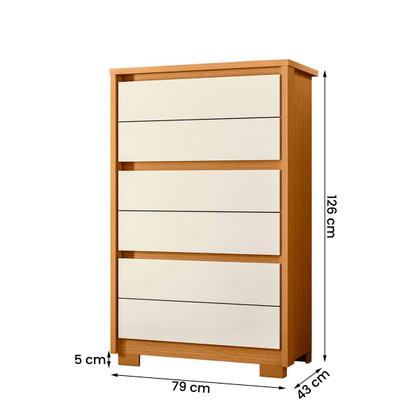 Imagem de Cômoda Unno 79cm 6 Gavetas com Pés Plástico