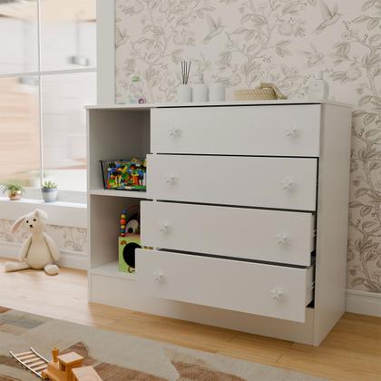 Imagem de Cômoda Utopia 1 Porta 4 Gavetas Branco - Panorama Móveis
