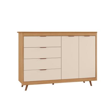 Imagem de Cômoda Valentina 100% MDF Tuboarte com 4 Gavetas 2 Portas e Kit de Pés Estilo Retrô