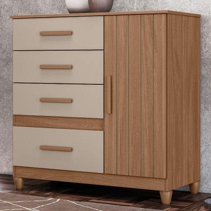 Imagem de Comoda Venus 4 Gavetas 1 Porta Com Pes 98 cm Moval