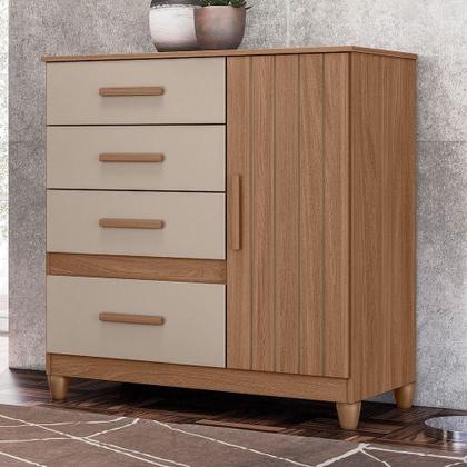 Imagem de Comoda Venus 4 Gavetas 1 Porta Com Pes 98 cm Moval