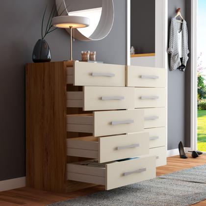 Imagem de Cômoda Vitoria 10 Gavetas Naturale/Off White - Panorama Móveis