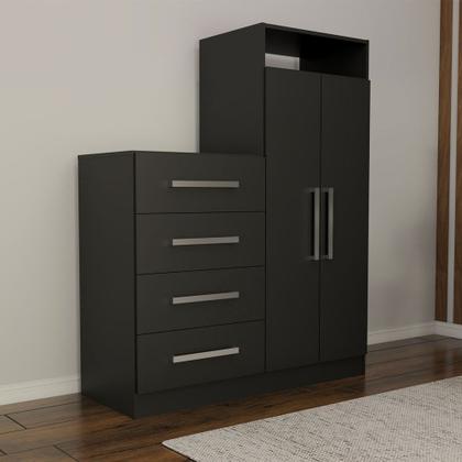 Imagem de Cômoda Vitória Avanti 2 Portas 4 Gavetas Preto Fosco - Panorama Móveis