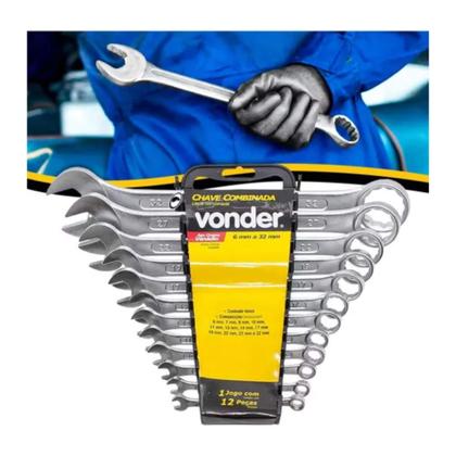 Imagem de COMP Bolsa p/ Ferramentas de Lona + Jogo de Chaves Combinadas 12 Peças 6 mm a 32 mm Vonder