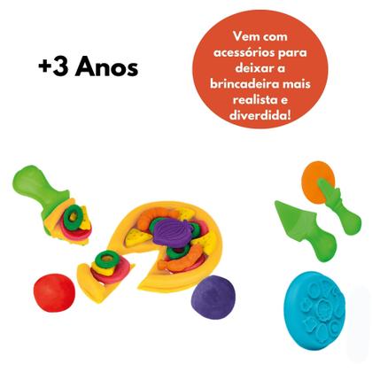 Imagem de COMP Kit 2 Massinhas de Modelar Tutti Frutti com Acessórios e Moldes: Pizzaria + Sorveteria