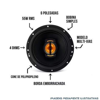 Imagem de COMP Kit 2 Pares de Alto-falantes Automotivos JB6 Flex 6" 110W 4 Ohms Preto Leson - 2LS055060