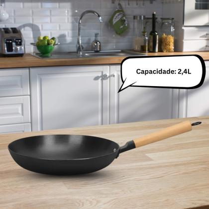 Imagem de COMP Kit 3x Frigideiras de Ferro Lighcast com Cabo de Madeira MTA 20, 24 e 28cm