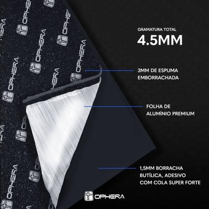Imagem de COMP Kit Isolamento Acústico Veicular Ophera: 5 Mantas 46x80cm + Par Anel Phantom Sound Rings 6,5"