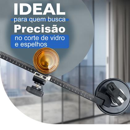 Imagem de Compasso Cortador De Vidro Circular Redondo Até 800mm Profissional Compacto Linha Premium