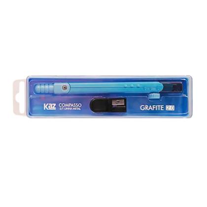 Imagem de Compasso Escolar Com Case e Apontador Azul Kaz KZ971443