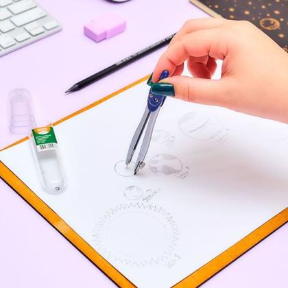 Imagem de Compasso Escolar Metal Unidade Leo e Leo Sortido 3 Cores