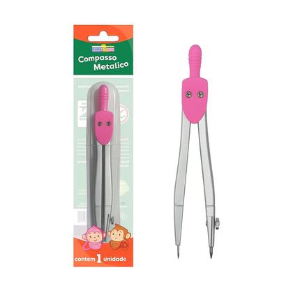 Imagem de Compasso Escolar Metal Unidade Leo e Leo Sortido 3 Cores