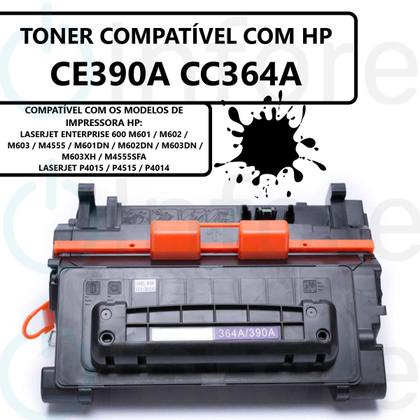 Imagem de Compatível: Toner Ce390a Cc364a 90a 64a para P4015DN P4015X P4515XM P4015TN P4515TN M602 M603 M4555