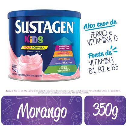 Imagem de Complemento Alimentar Sustagen Kids Morango Lata 350g