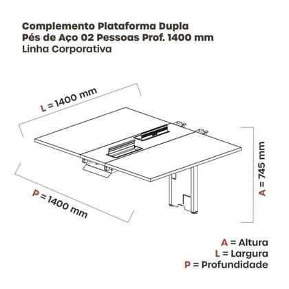 Imagem de Complemento de Mesa Plataforma para Coworking para 2 Pessoas 140x140