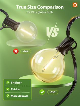 Imagem de Complemento Solar String Lights 100FT G50 à prova d'água com porta USB