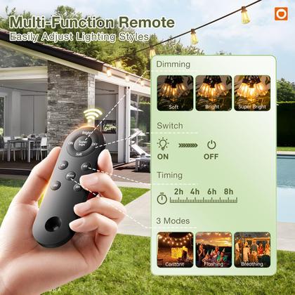 Imagem de Complemento Solar String Lights 31m Waterproof 32 LED Remote USB