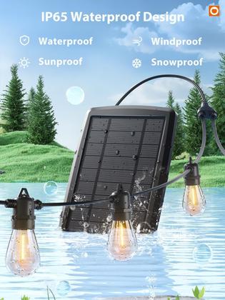 Imagem de Complemento Solar String Lights de 104 pés (30 M) à prova d'água com porta USB