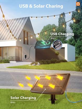 Imagem de Complemento Solar String Lights de 104 pés (30 M) à prova d'água com porta USB