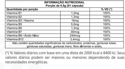 Imagem de Complexo B (B1, B2, B3, B5, B6, B7, B9, B12) 60 Caps de 500MG Celliv