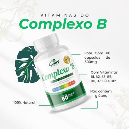 Imagem de Complexo B (B1, B2, B3, B5, B6, B7, B9, B12) 60 Caps de 500MG Celliv
