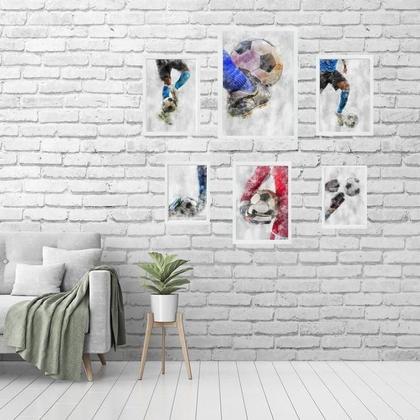Imagem de Composição 6 Quadros Aquarela Futebol - Com Vidro