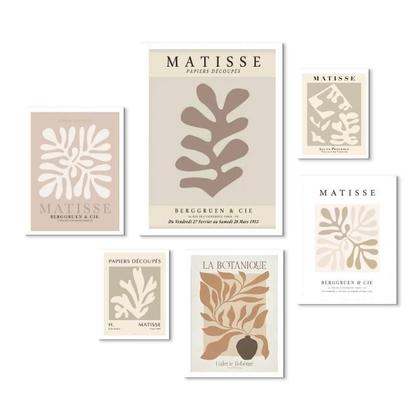 Imagem de Composição 6 Quadros Matisse Bege E Marrom - Com Vidro