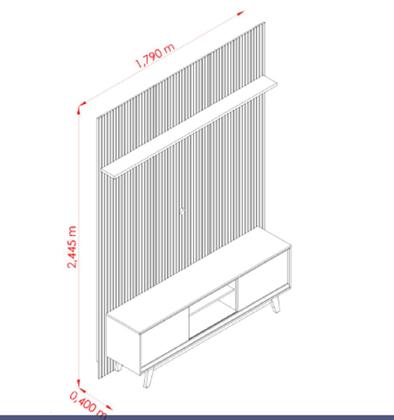 Imagem de Composição Milo 179m para TV''s até 65 Polegadas 2 Portas Deslizantes - Cinamomo/Off White Madetec