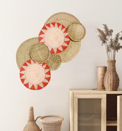 Imagem de Composição Painel de Parede Cestos de Palha Decorativos Kalani