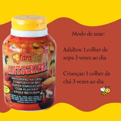 Imagem de Composto Antigripal Faramel Mel Enriquecido Com Plantas e Ervas Medicinais 450gr - Kit Promocional 12 Unidades