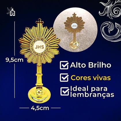 Imagem de Comprar Ostensório Dourado Miniatura Lembrança 10cm