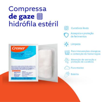 Imagem de Compressa De Gaze 13f 5pct C/ 10un(7,5x7,5cm) - Cremer