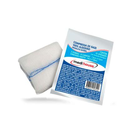 Imagem de Compressa de Gaze Estéril 13 Fios 15 pacotes C/10 Un - MediHouse