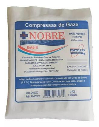 Imagem de Compressa Gaze Esteril 13 Fios (500 Unidades) 50 Pacotes C/10 Un - Nobre