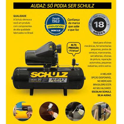 Imagem de Compressor 20 Pés 5 HP 150 Litros Trifásico MCSV20AP SCHULZ