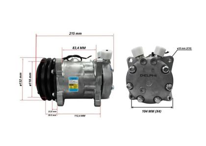 Imagem de Compressor 7h15 12v polia 2a 132mm delphi maquina johnn deere uniport universal - cs20707-13b2 oem 6218551 85996800 dq49795
