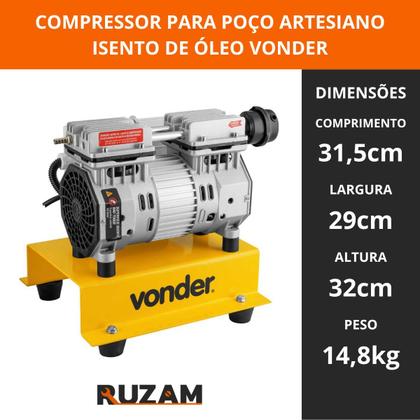 Imagem de Compressor Ar Direto de Poço Artesiano de até 50 Metros 1HP com Bóia Elétrica Sem Oleo Não Contamina Poço