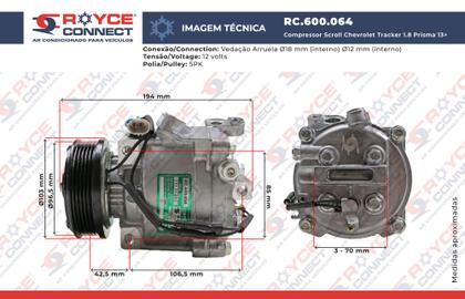 Imagem de Compressor Chevrolet Spin / Onix / Sonic 1.8 / Cobalt 1.8 -