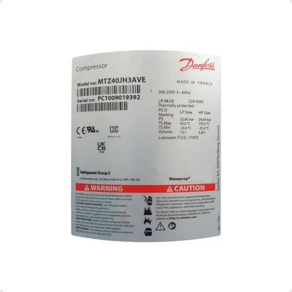 Imagem de Compressor Danfoss Maneurop 3,5Hp A 4Hp 220V Trifásico Mtz40