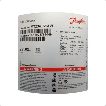 Imagem de Compressor Danfoss Maneurop 3,5hp Monfásico 220v MTZ36-1VI