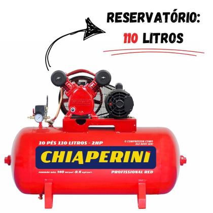 Imagem de Compressor de Ar 10 Pés 110 Litros 2,0 HP 10/110 RED Mono 110/220V CHIAPERINI
